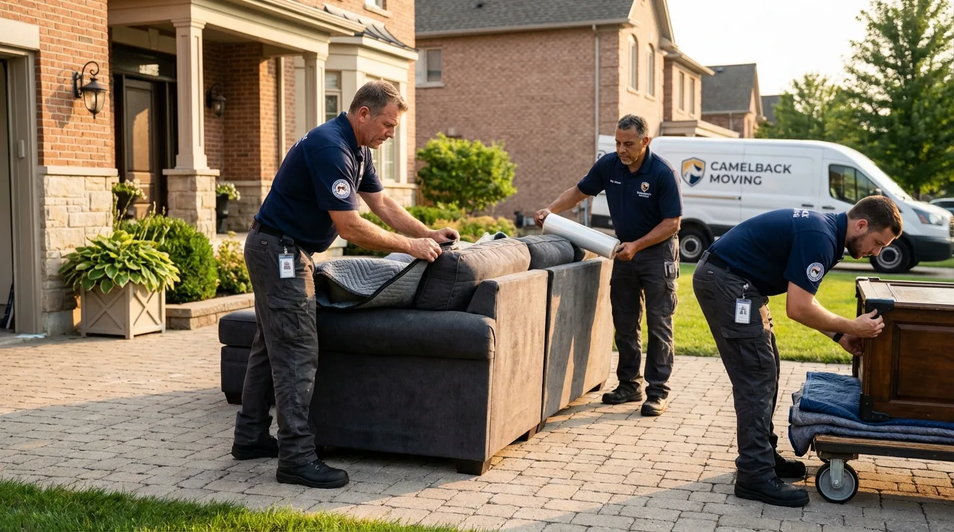 Large estate moving crew wrapping furniture in Oakland, MD