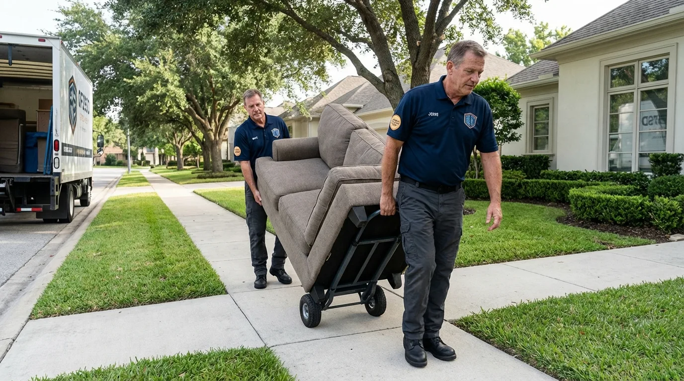Local residential moving crew loading furniture in Oakland, MD